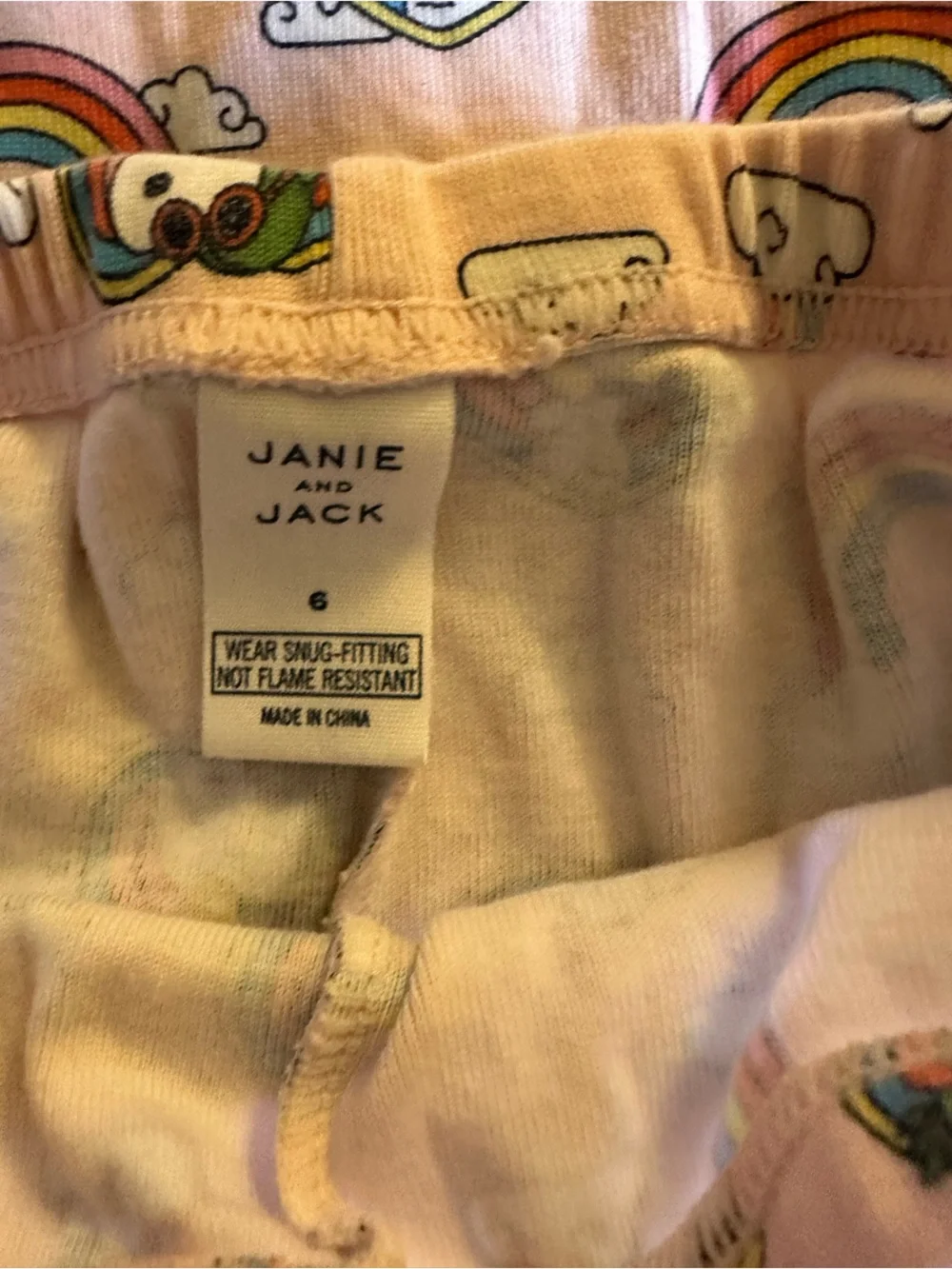 Janie and Jack Pink Snoopy & Rainbow Pajama Set Shorts Size 6